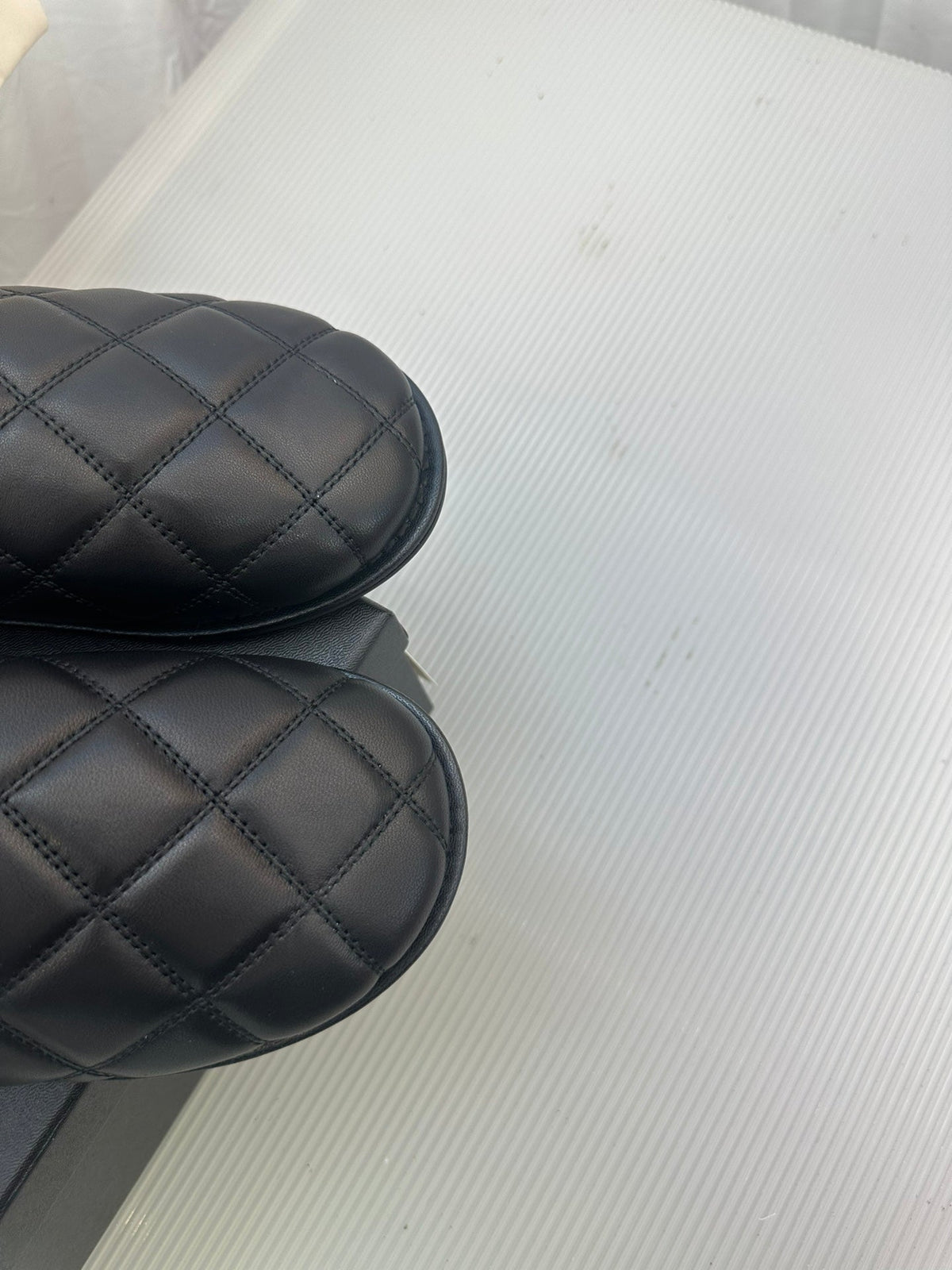 CHANEL Black Lambskin Gold Chain Mules